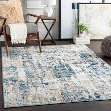 dark blue indoor abstract area rug