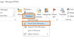to recall a sent message in ms outlook