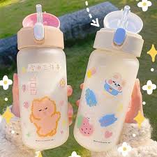 Kawaii Frosted Glass Bottle Water