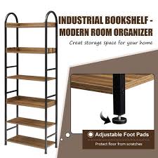 Tileon Brown 6 Tier Shelves With Round