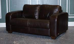 chocolate brown leather two seater sofa