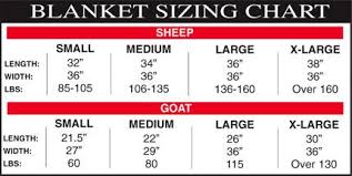 Show Sheep Products Blanket Size Chart Sheep Goats Rope