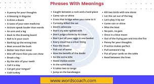 50 phrases with meanings in english