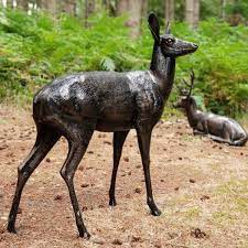 Wild Doe Deer Life Size Bronze Metal