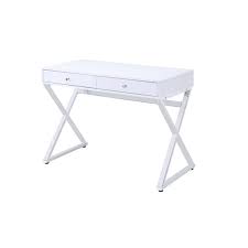 This modern desk is perfect for a contemporary home. Wooden Rectangular Desk With Storage And X Shaped Legs White On Sale Overstock 30415172