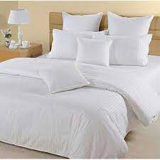 plain white satin stripe bed sheet rs