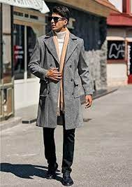 Mens Trench Coat Slim Fit Double