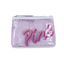 pink makeup bag cosmetic case zip close