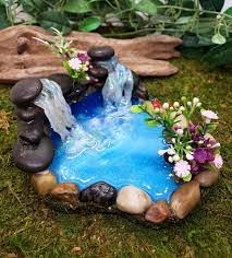 Rock Wall Fairy Garden Pond With 2