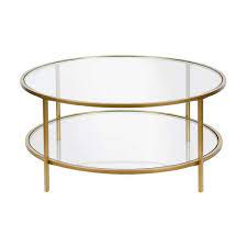 Brass Medium Round Glass Coffee Table
