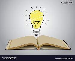 Opened book with light bulb Royalty Free Vector Image