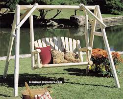 Cedar Wood Log Style Garden Swing Set
