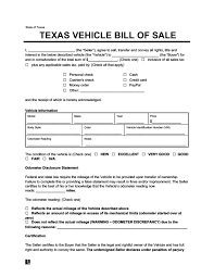 texas motor vehicle bill of form