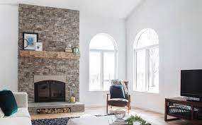 Stone Veneer Fireplace Design