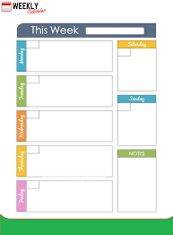 Free Blank Printable Weekly Calendar 2019 Template In Pdf