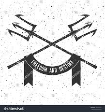 Hand Drawn Trident Badge Logo Grunge Stock Vector Royalty