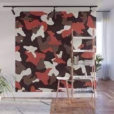 Red Camo Camouflage Army Pattern Wall
