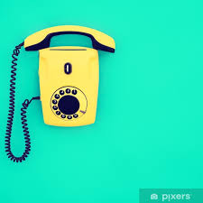 Wall Mural Yellow Retro Telephone On A