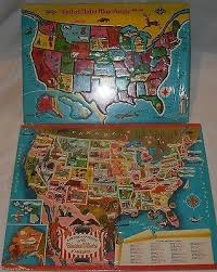 Free interactive map puzzles to learn continents, countries, states, capitals, borders, physical features and cultural monuments. United States Map Tray Puzzles Vintage Us Maps Built Rite Whitman Publishing 1482451468