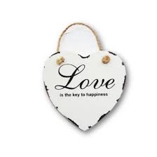 Wall Hanging Heart Love Is The Key White