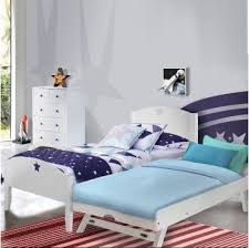 white single bed with pop up trundle