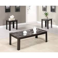 Black Rectangle Marble Coffee Table Set