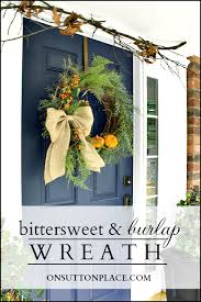 bittersweet and burlap wreath on