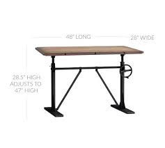 What is an industrial standing desk? Crank Adjustable Desk With Iron Cast Base And Tilt Top Desk Natural Wellington Industrial Artist Desk Also Used As Full Standing Desk With Reclaimed Wood Table Top Vintage Drafting Table Home