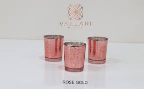 Set Of 12 Mercury Glass Rose Gold