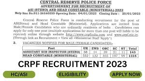 CRPF Constable Recruitment 2023 Age Limit