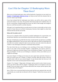 Chapter 13 bankruptcy is also known as a reorganization bankruptcy. Can I File For Chapter 13 Bankruptcy More Than Once By Chirag Patel Issuu