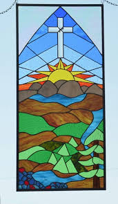 Large Stained Glass Cross Art