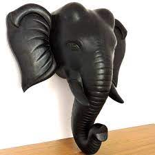Black Marble Elephant Head Sculpture