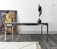 mid century coffee table in chrome and