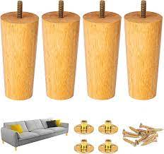 6 inch round wood sofa legs set of 4pcs