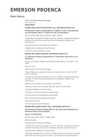 Food And Beverage Manager Resume Sample April Onthemarch Co Simple
