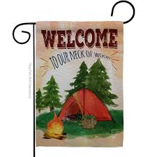 Wood Camping Garden Flag Double Sided