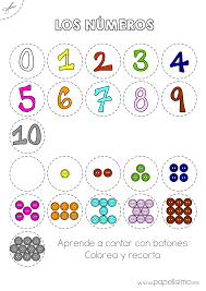 números para colorear y recortar 0 10