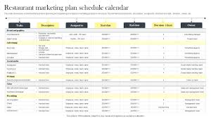 restaurant marketing plan schedule calendar