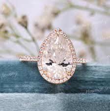 3 Ct Pear Cut Halo Engagement Ring14k