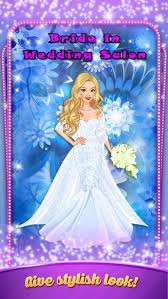 blonde bride in wedding salon dress