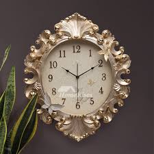 Gold Wall Clock Luxury Resin 18 Inch