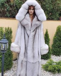 Luxury Blue Fox Coat Fur Coat With