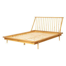 Walker Edison Furniture Company Spindle Back Solid Wood Queen Bed In Light Oak