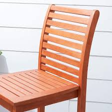 Vifah Outdoor Eucalyptus Wood Bar Chair