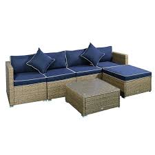 6 piece outdoor patio wicker sofa set
