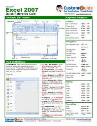 excel quick reference microsoft excel