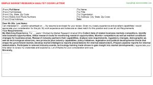 Market Research Analyst Cover Letter Sample Cover Letter