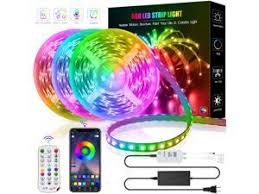 Led Strip Lights 50ft 15m Rgb Led Light Strip With Bluetooth Remote App Controller Color Changing 5050 Led Rope Lights Strip Sync To Music For Party Home Bedroom Lighting Kitchen Bed Flexible Strip