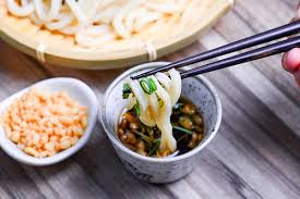 cold udon with homemade dipping sauce
